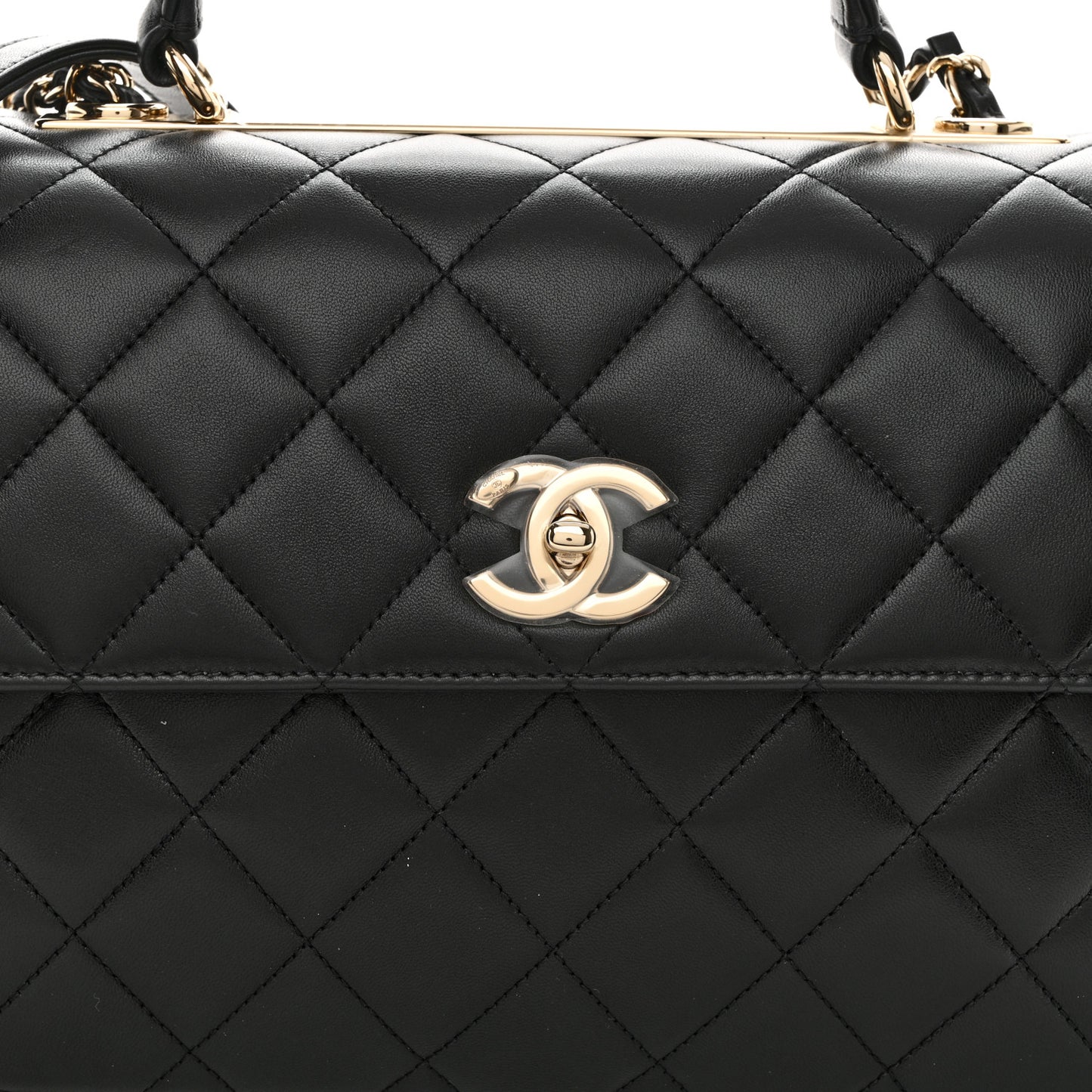 Lambskin Quilted Medium Trendy CC Flap Dual Handle Bag Black
