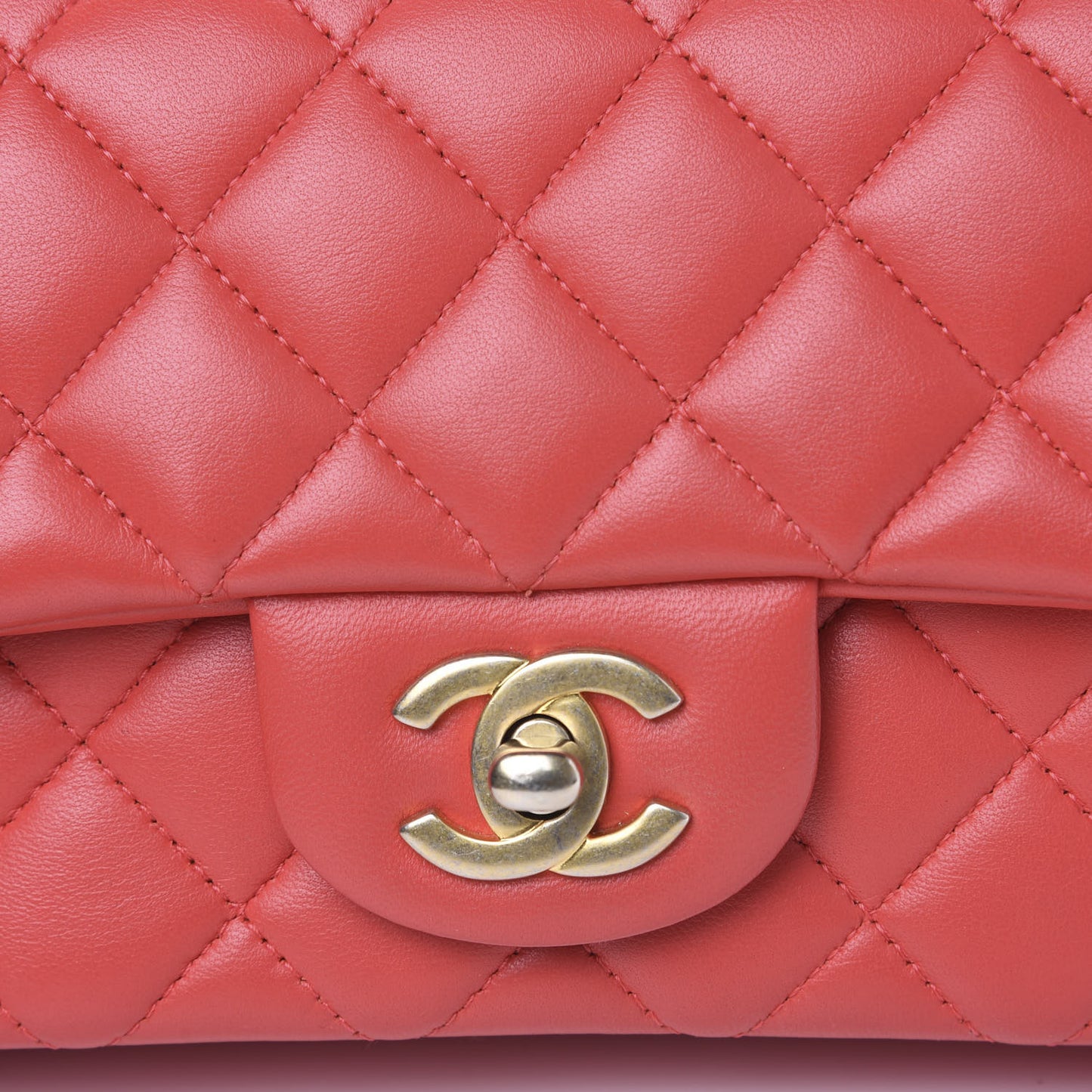 Lambskin Quilted Mini Rectangular Flap Red