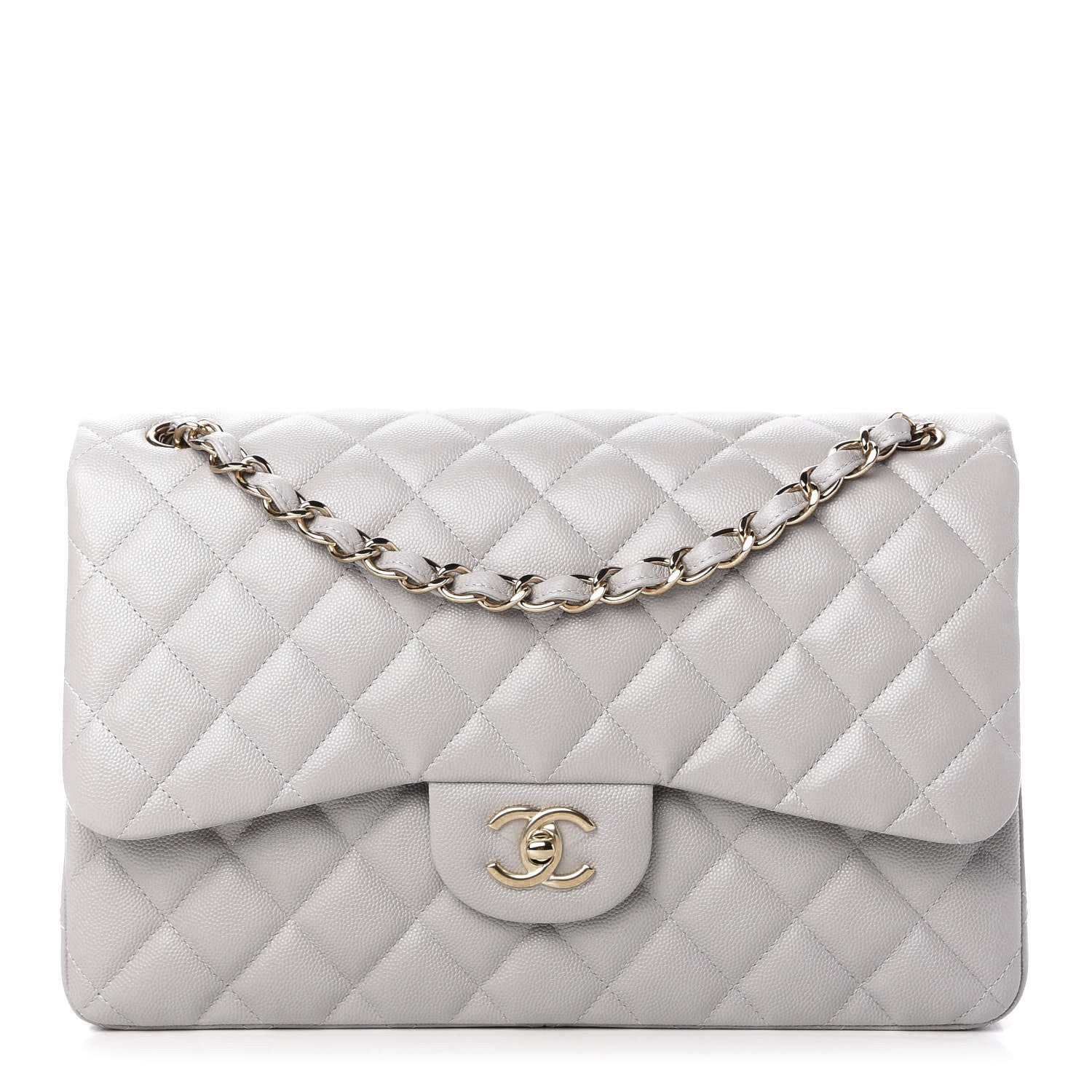 Chanel Caviar Quilted Jumbo Double Flap Grey 1 of 9