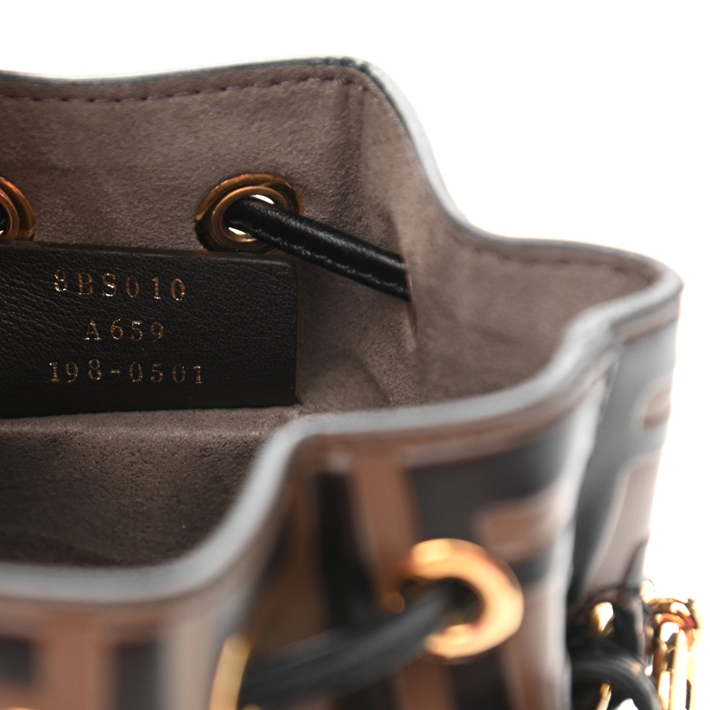 Vitello Liberty F is Fendi Bi-Color FF 1974 Embossed Mini Mon Tresor Bucket Bag Maya Black