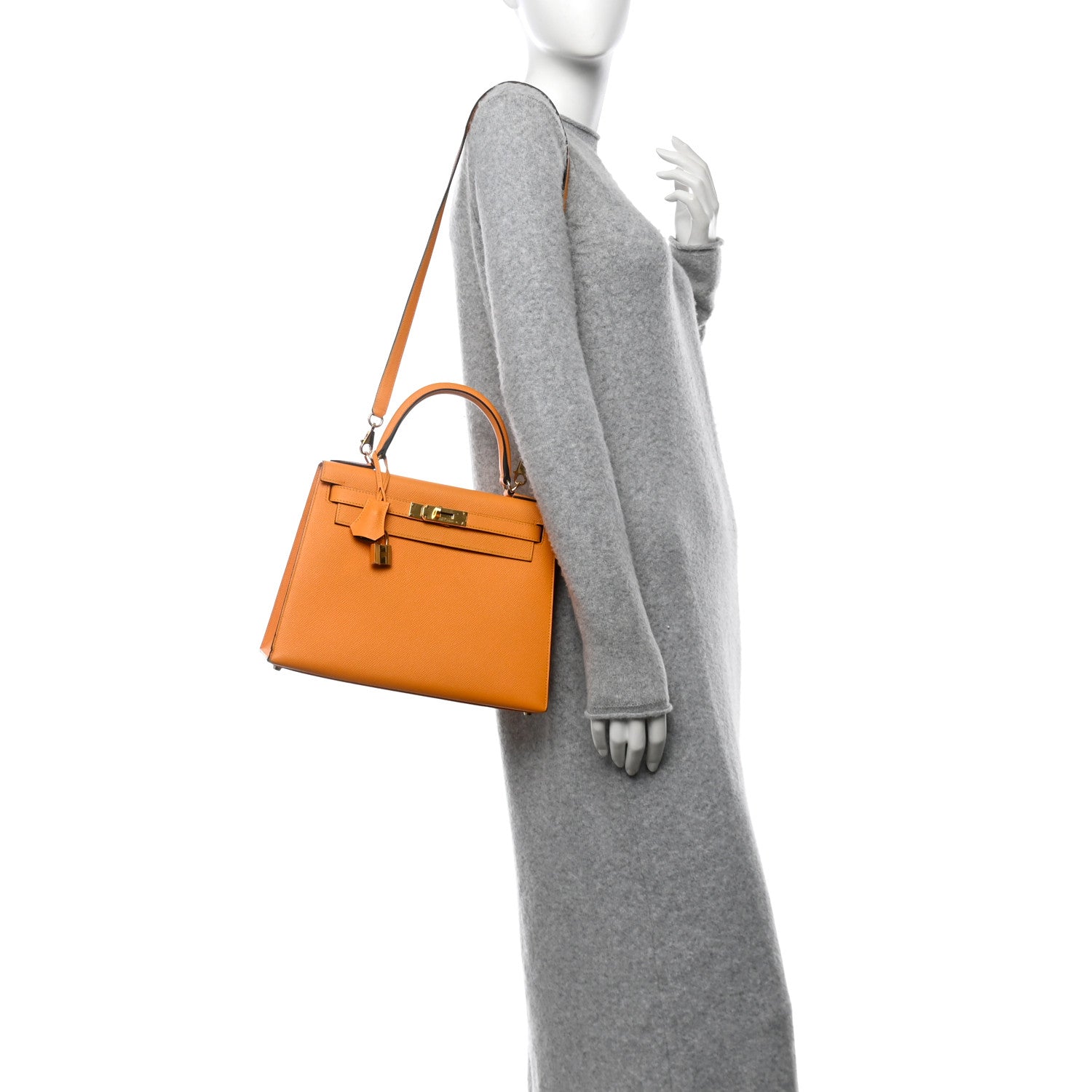 Hermes Epsom Horseshoe Kelly Sellier 28 Jaune D'or Etain 2 of 14