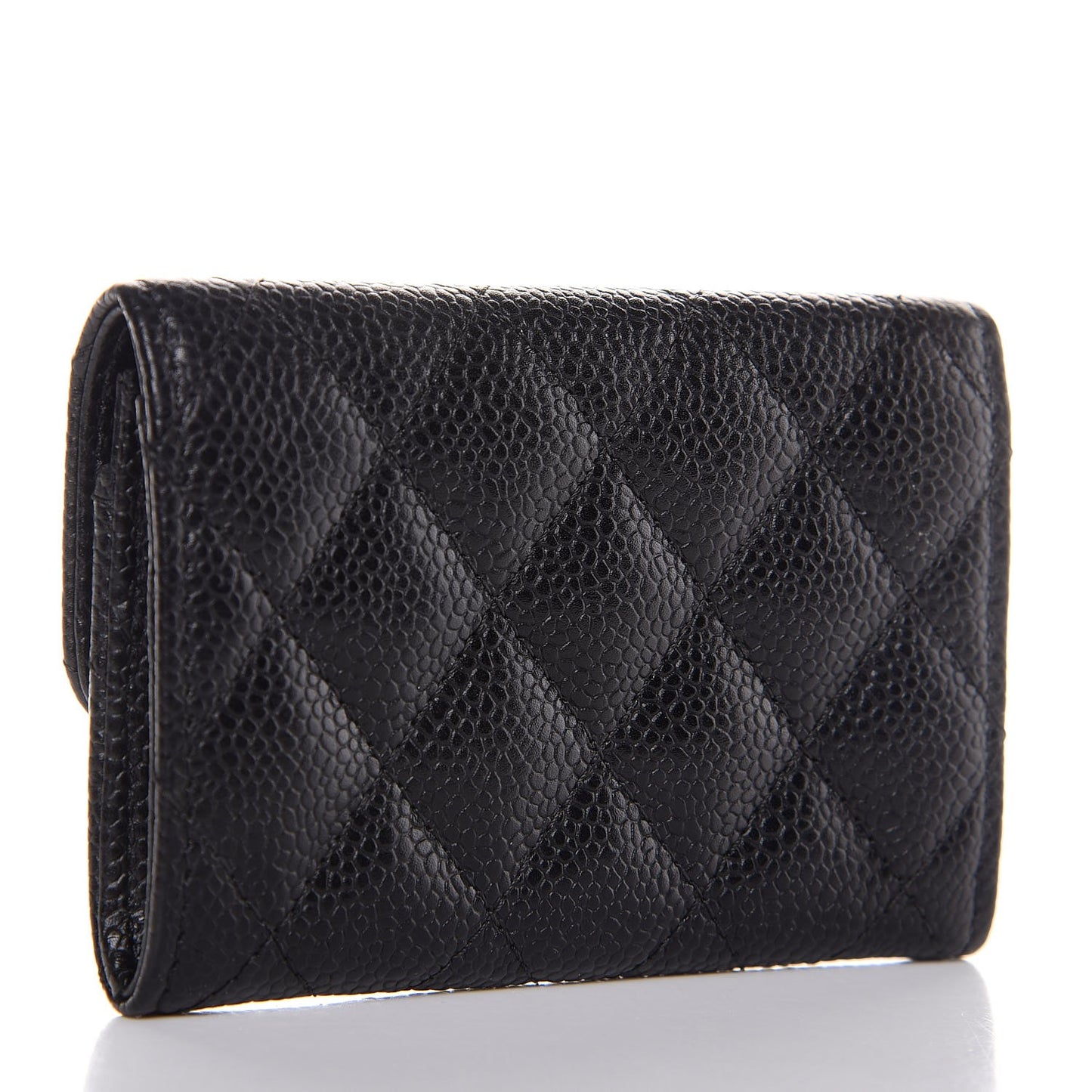 Caviar Quilted Flap Card Holder Black