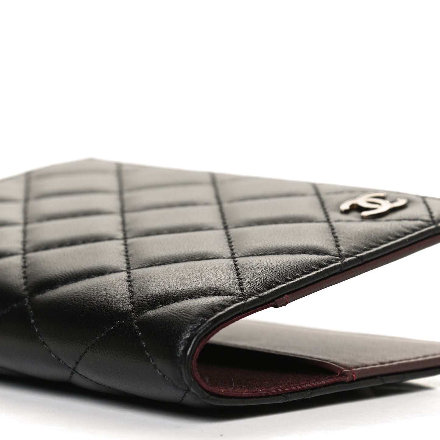 Lambskin Quilted Passport Holder Black