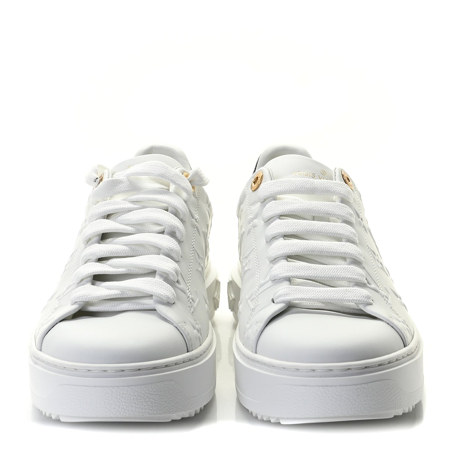 Lambskin Embossed Monogram Time Out Sneakers 40 White