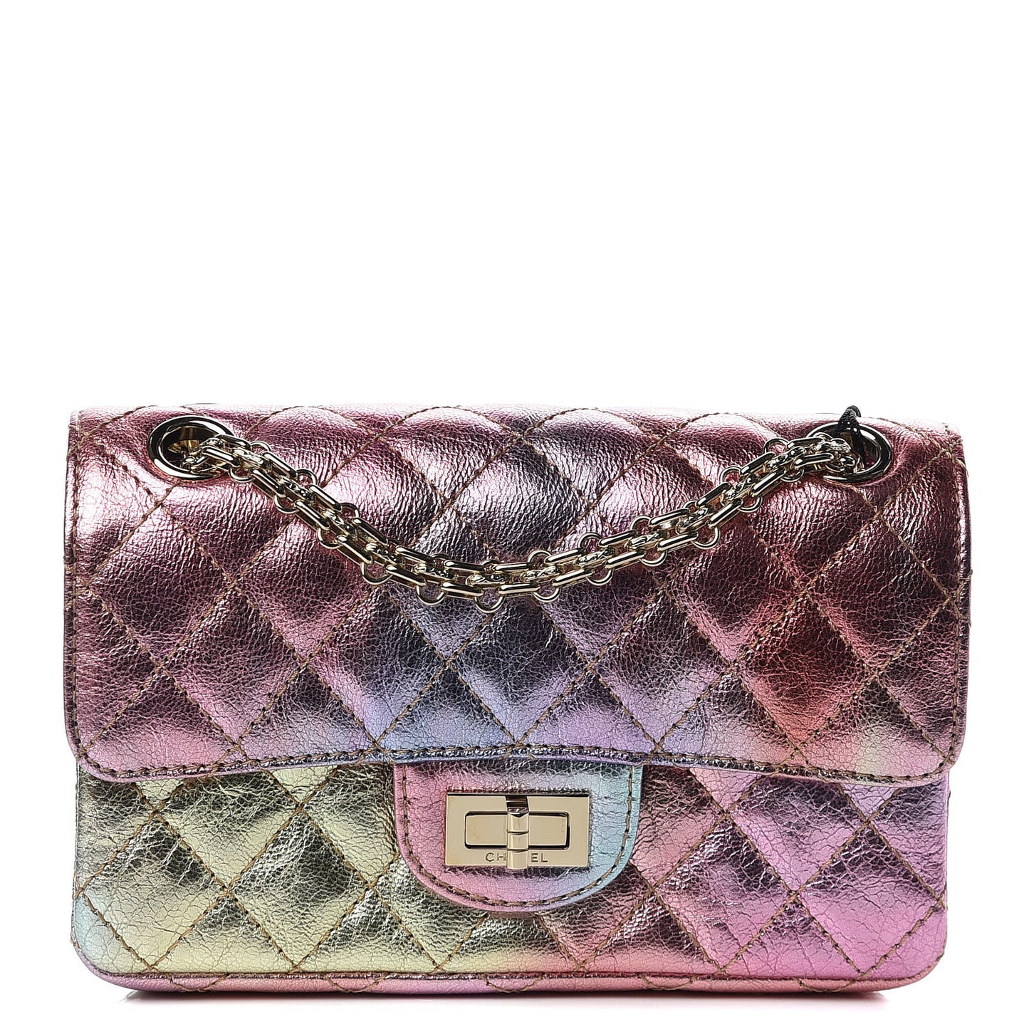 Metallic Goatskin Quilted Mini 2.55 Reissue Flap Multicolor