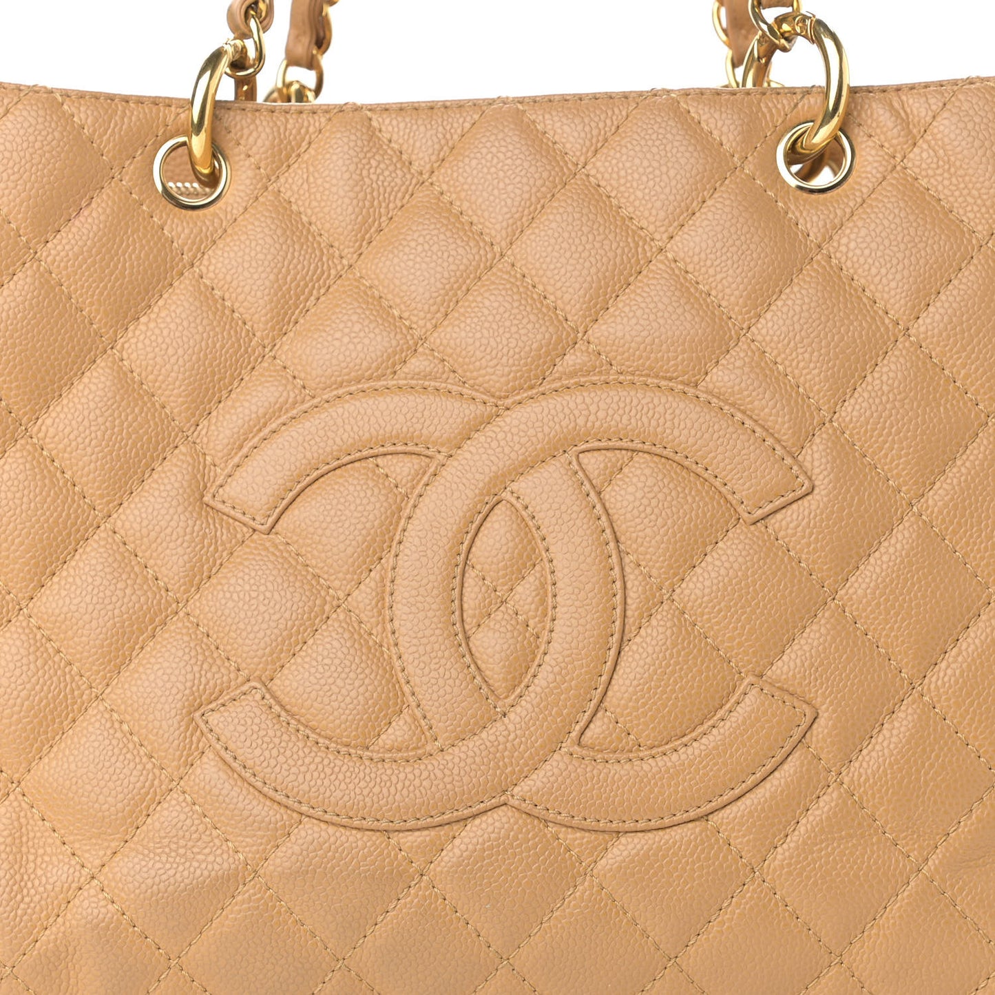 Caviar Quilted Grand Shopping Tote GST Beige