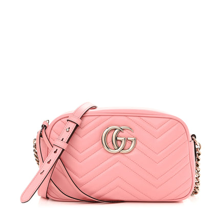 Gucci Calfskin Matelasse Small GG Marmont Chain Shoulder Bag Wild Rose 1 of 11