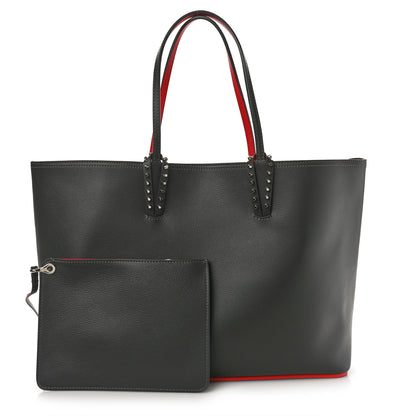 Christian Louboutin Calfskin Spikes East West Cabata Tote Charbon 3 of 9