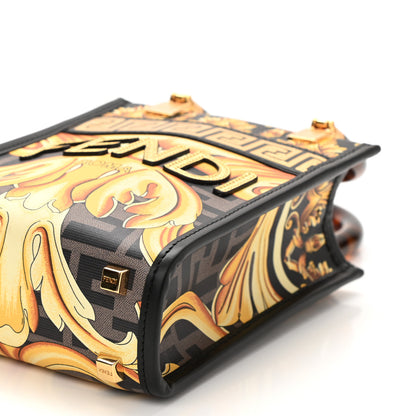 Fendi X VERSACE Vitello King Catalan Mirror Plexiglass Fendace FF Baroque Logo Mini Fendi Sunshine Shopper Tote Black Gold 10 of 10