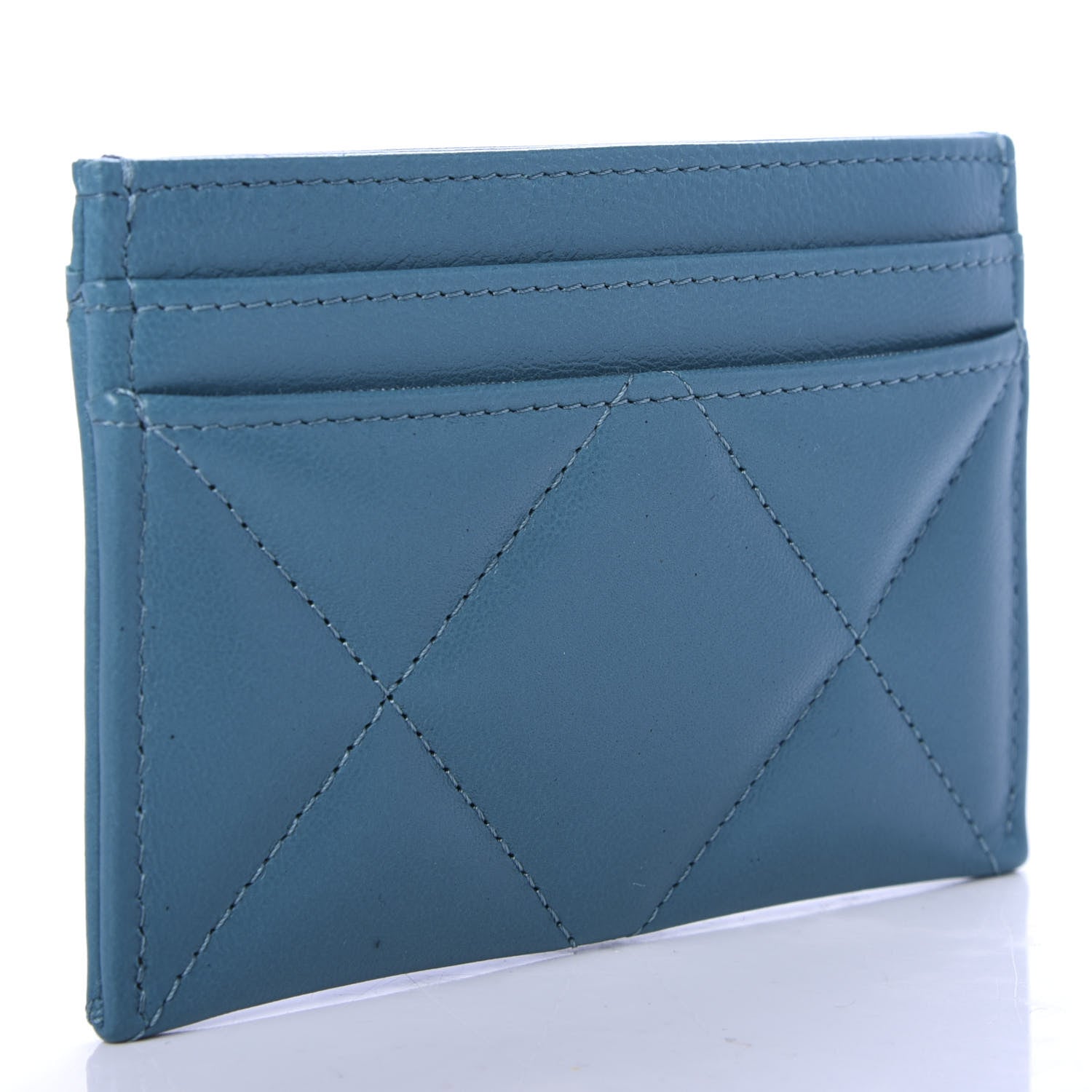 Chanel Lambskin Quilted 19 Card Holder Turquoise 3 of 9
