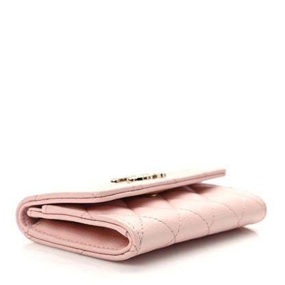 Chanel Shiny Caviar Enamel Quilted CC Flap Card Holder Light Pink 4 of 8