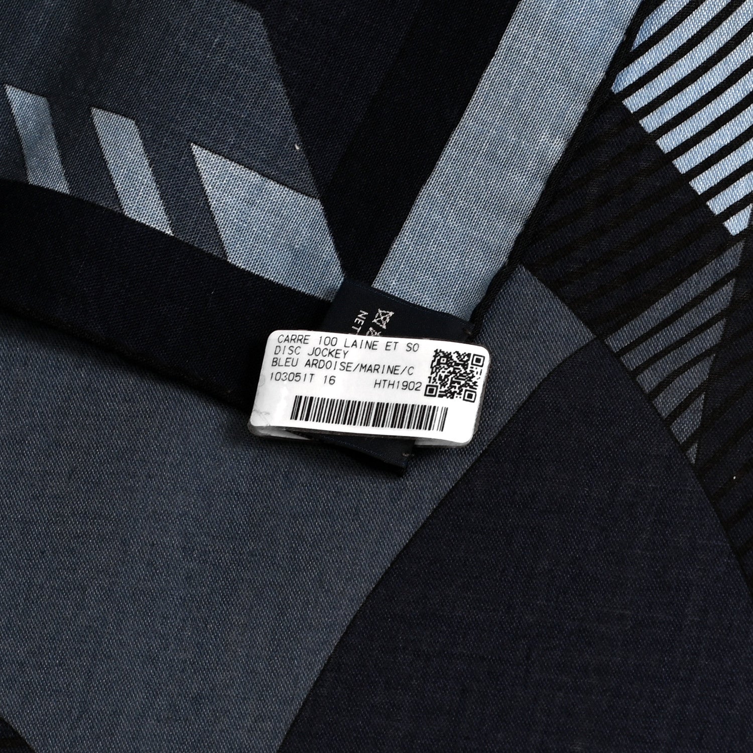 Hermes Wool Silk Disc Jockey Scarf 100 Bleu Ardoise Marine Ciel 2 of 5