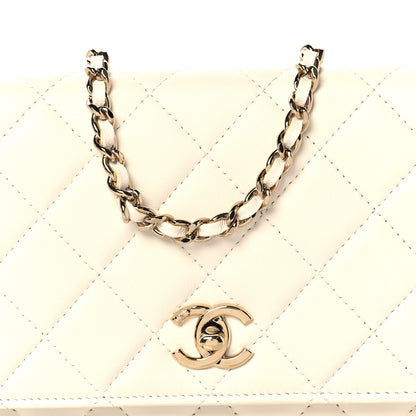 Chanel Lambskin Enamel Quilted Pearl Crush Wallet On Chain WOC White 9 of 12