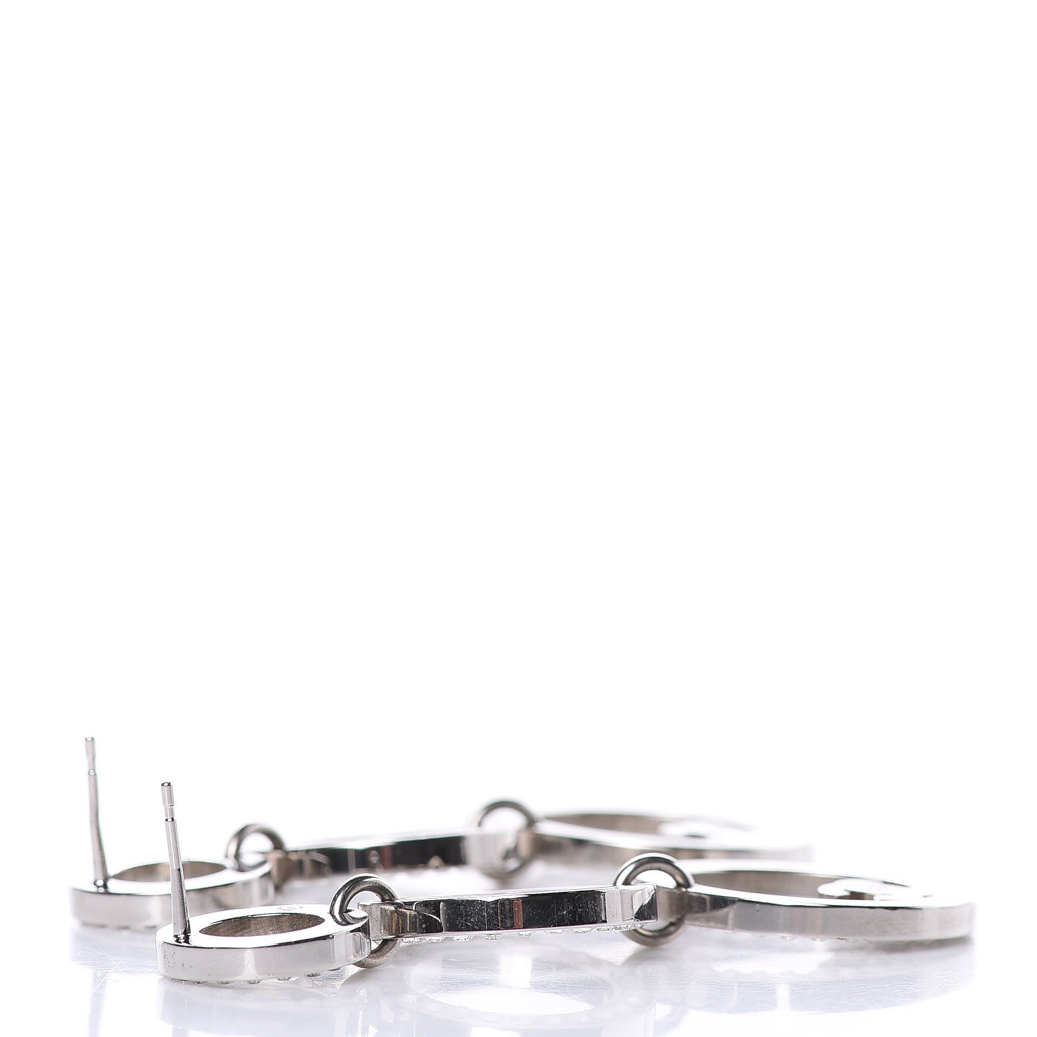 Chanel Crystal CC Triple Drop Earrings Silver 4 of 5