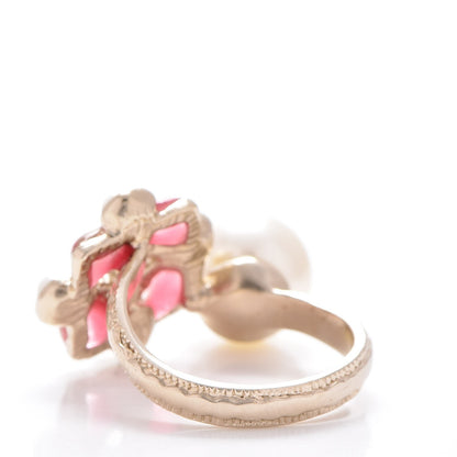 Chanel Gripoix Pearl CC Ring 6.5 Red Gold 3 of 5