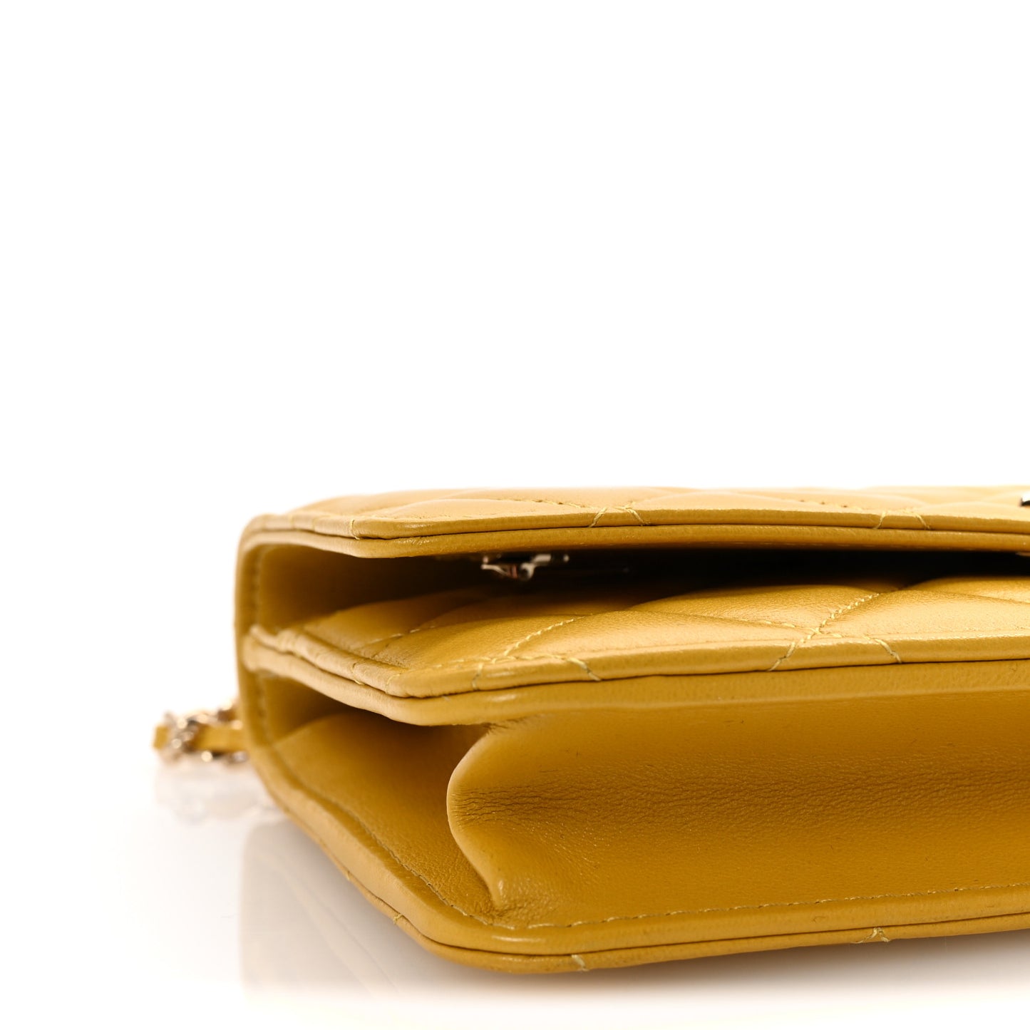 Lambskin Quilted Top Handle Wallet On Chain WOC Yellow