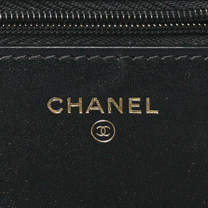 Chanel Tweed Quilted Wallet On Chain WOC Black Ecru White 6 of 10