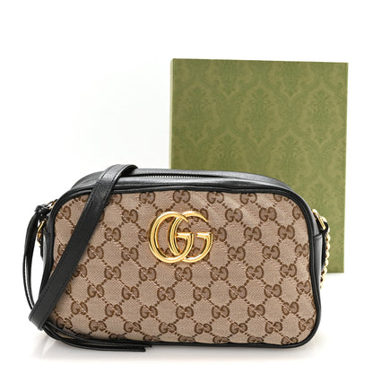 Gucci Monogram Matelasse Diagonal Small GG Marmont Chain Shoulder Bag Beige Black 10 of 10