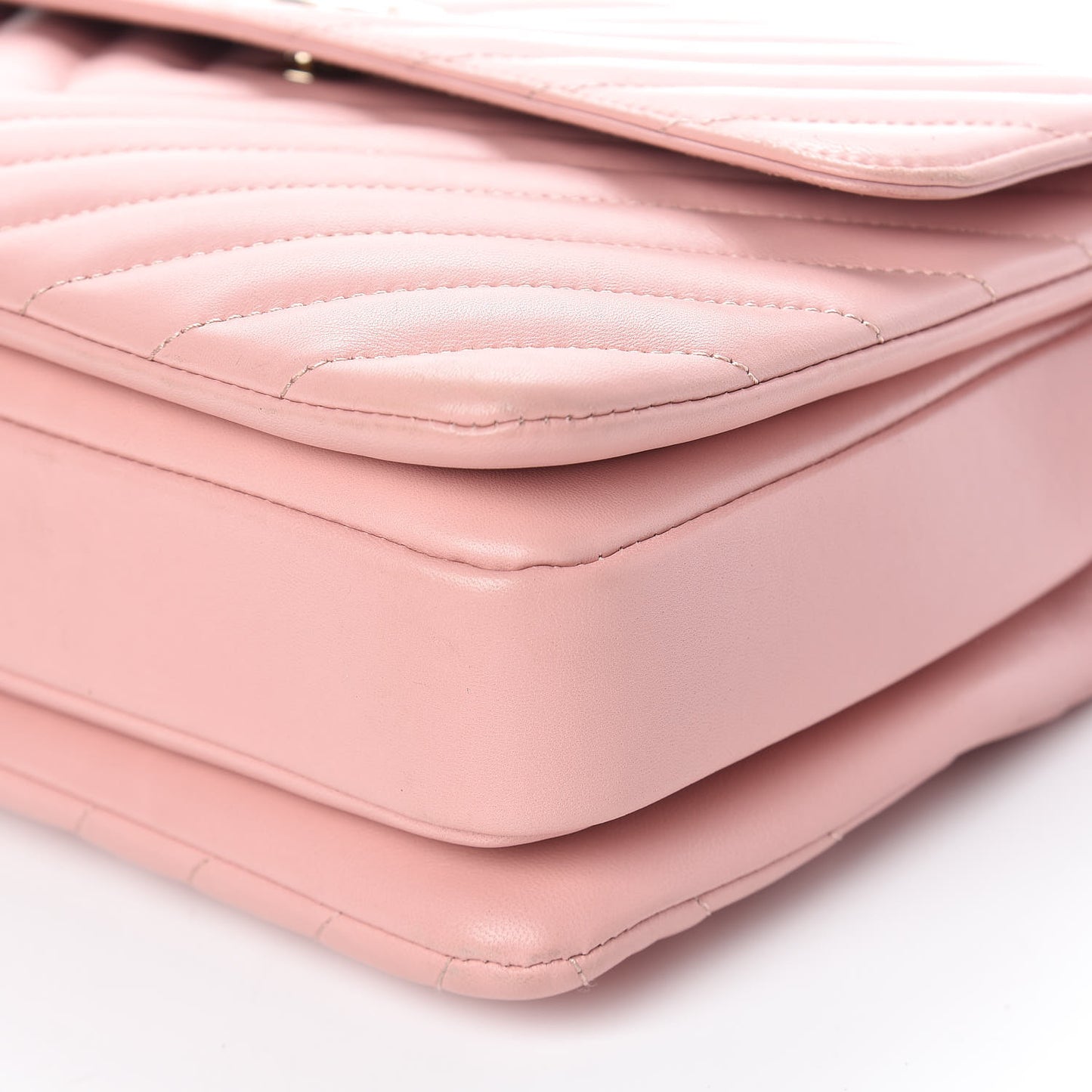 Lambskin Chevron Quilted Medium Trendy CC Dual Handle Flap Bag Pink