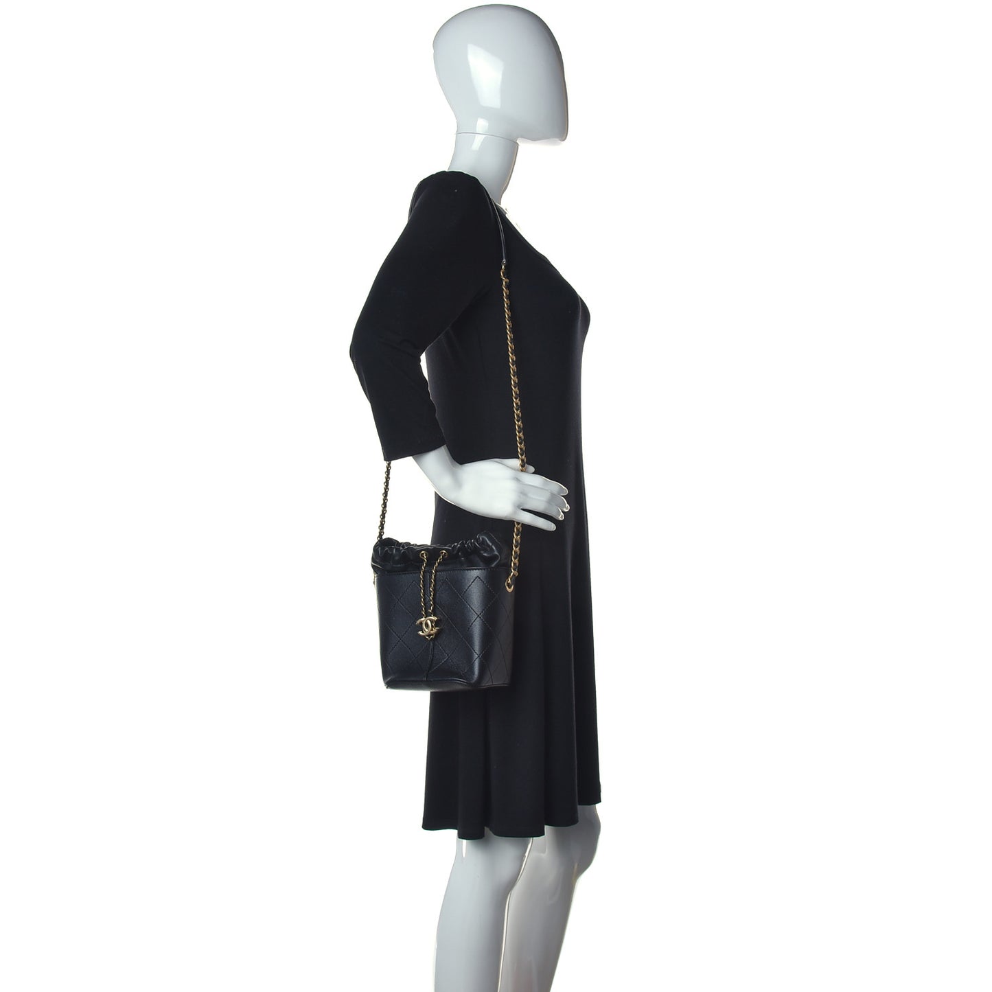 Caviar Bucket Drawstring Bag Black