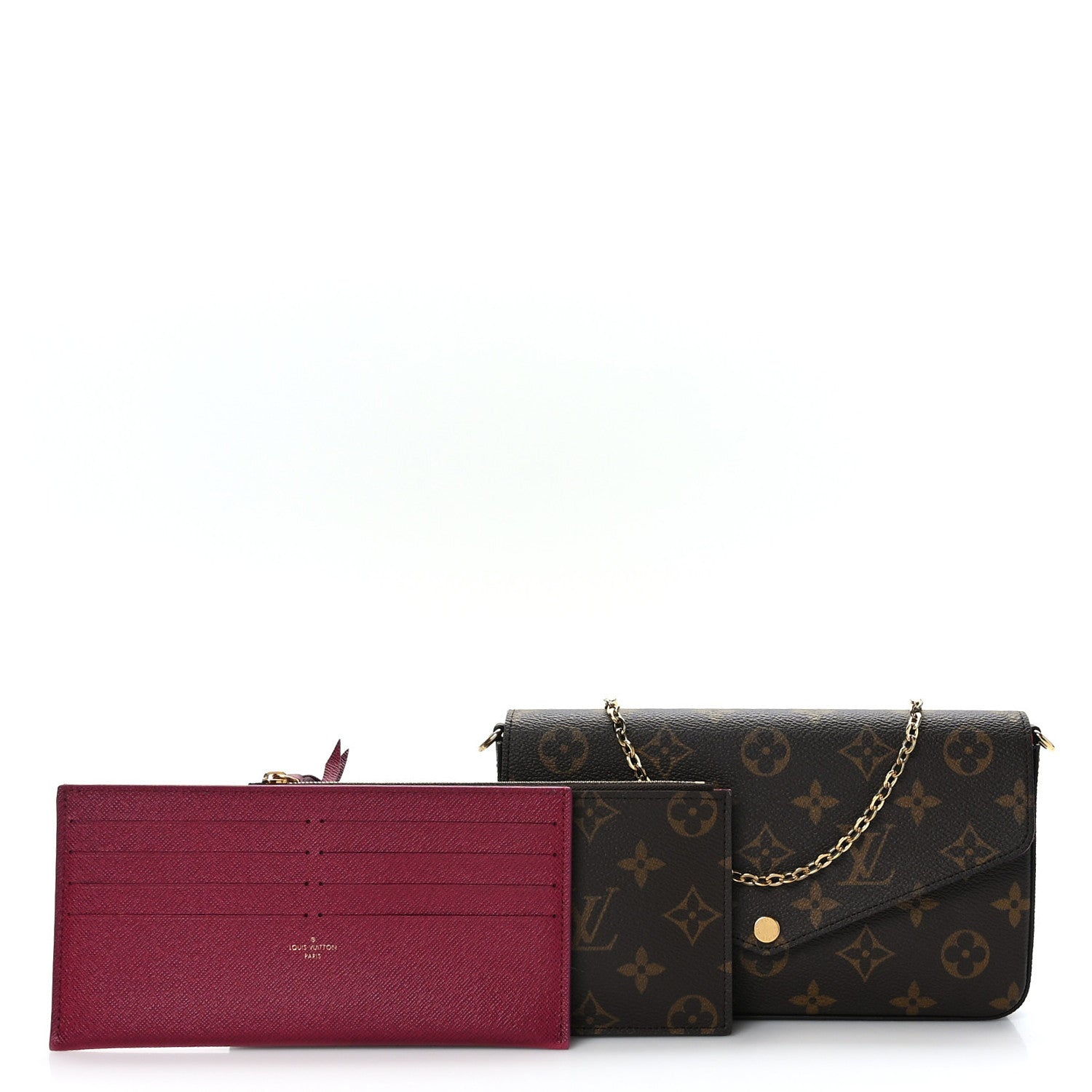 Louis Vuitton Monogram Pochette Felicie Chain Wallet Fuchsia 1 of 9
