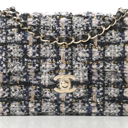 Chanel Glittered Tweed Quilted Mini Rectangular Flap Navy Blue 9 of 12