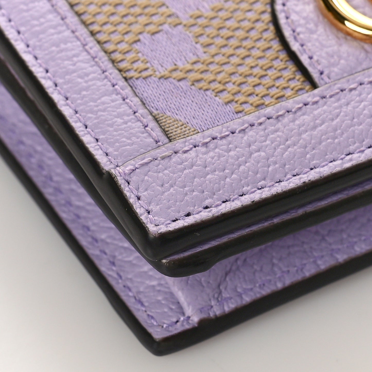 Monogram Jumbo GG Textured Dollar Calfskin Ophidia Card Case Beige Lapis