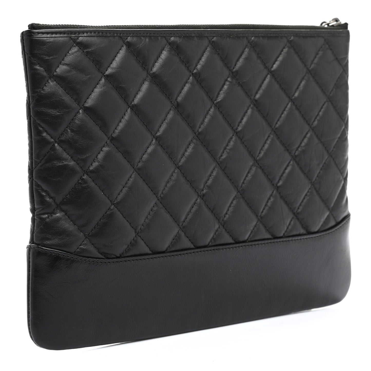 Aged Calfskin Quilted Medium Gabrielle Cosmetic Case Black
