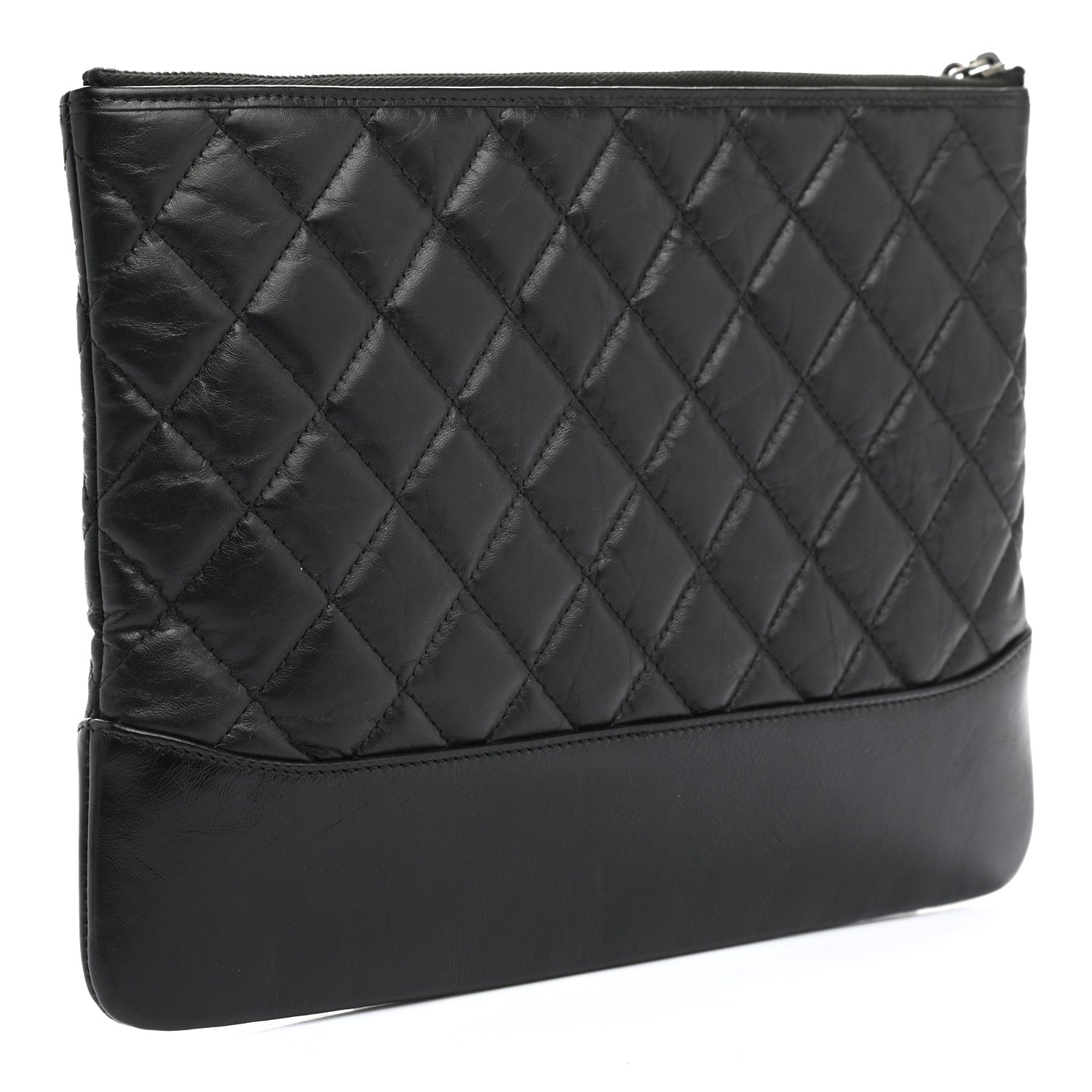 Chanel Aged Calfskin Quilted Medium Gabrielle Cosmetic Case Black 3 of 7