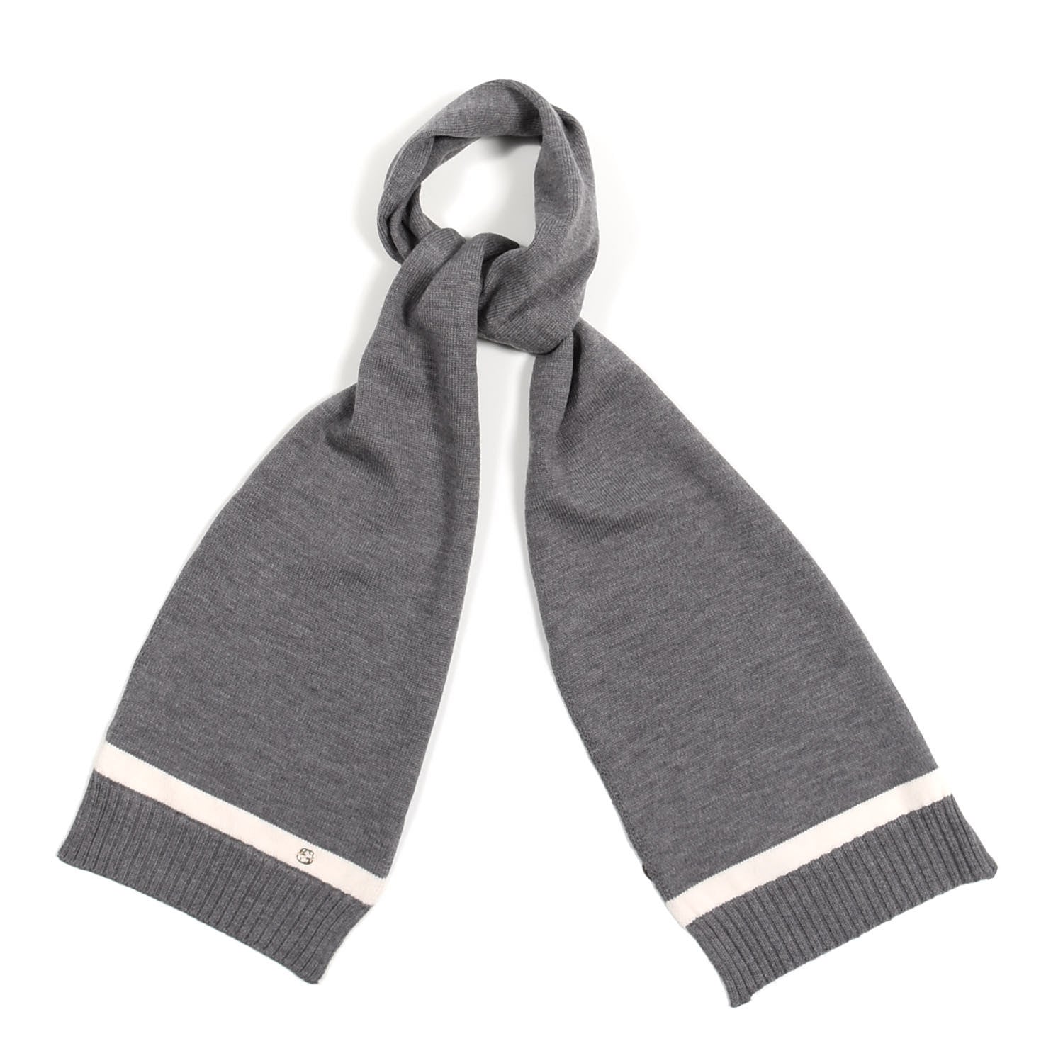 Gucci Wool Newporte Long Scarf Graphite Ivory 1 of 3