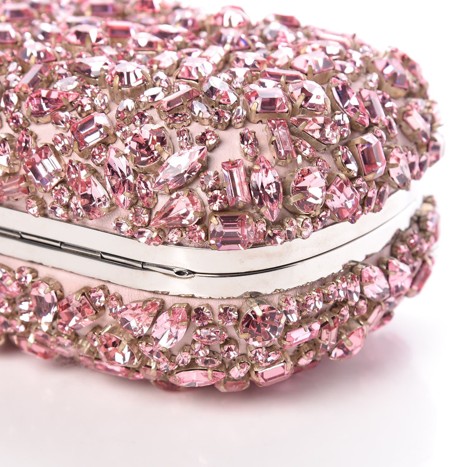 Alexander McQueen Crystal Nappa Queen and King Skull Box Chain Clutch Pink 6 of 9