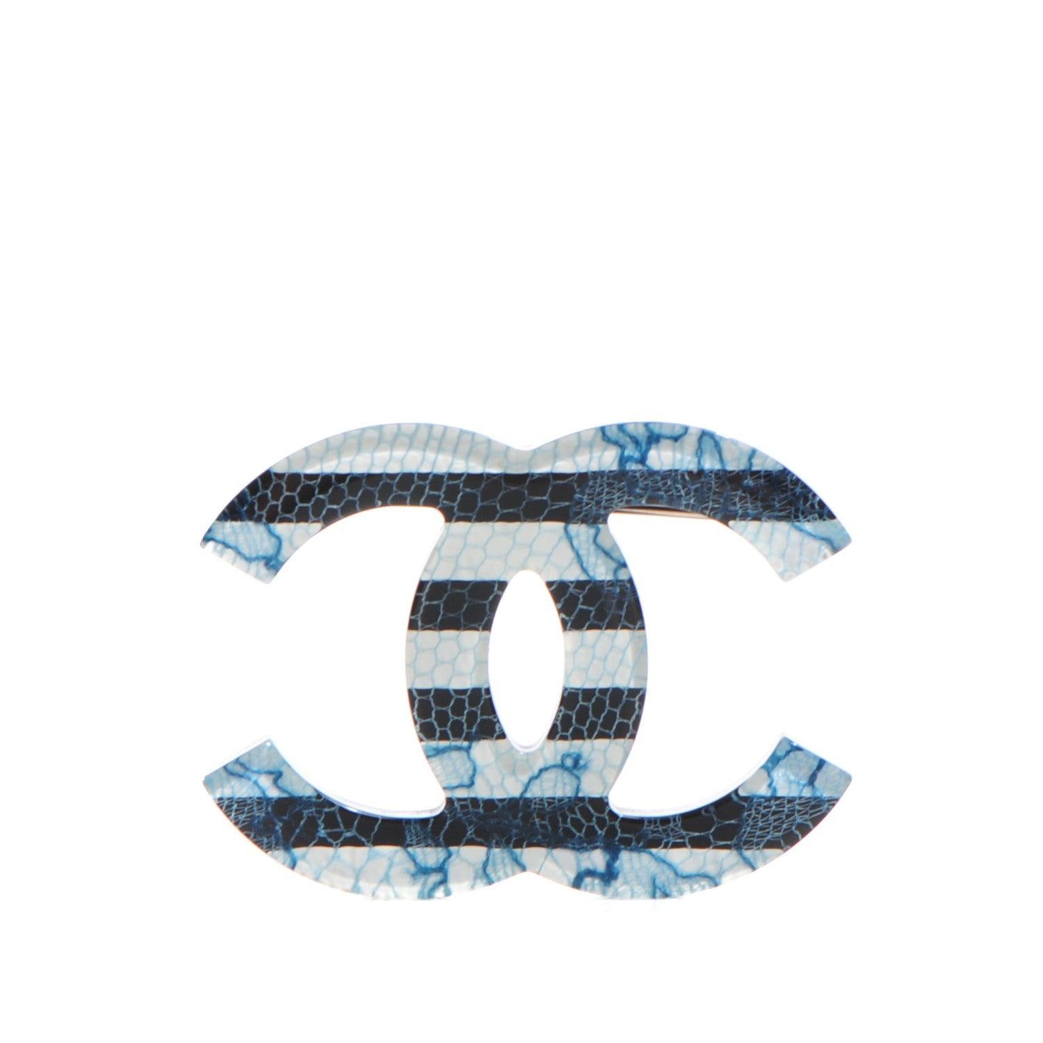 Chanel Resin Lace CC Pin Brooch Blue 1 of 5