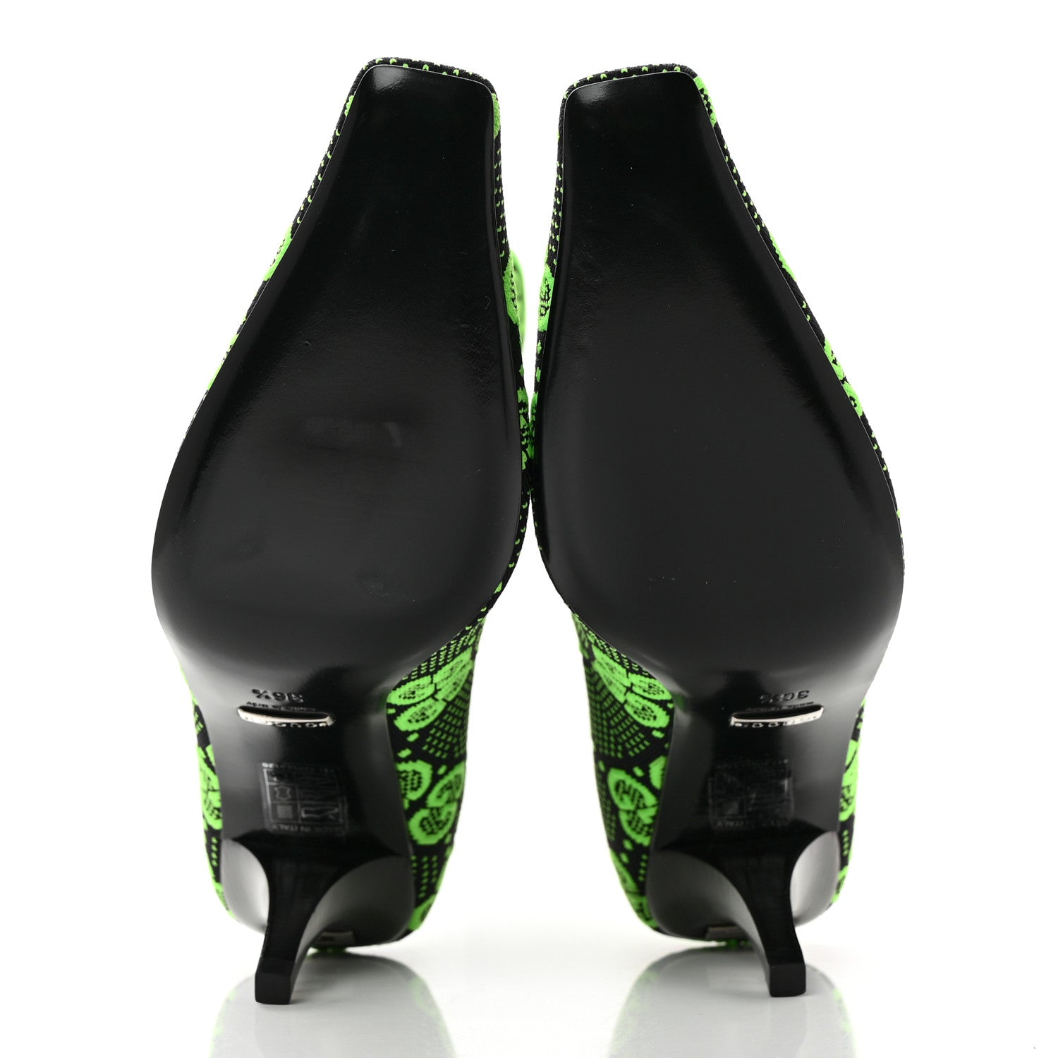 Gucci Technical Jersey Knit GG Monogram Square G 75mm Ankle Boots 36.5 Black Neon Green 5 of 7