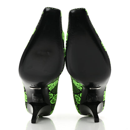 Gucci Technical Jersey Knit GG Monogram Square G 75mm Ankle Boots 36.5 Black Neon Green 5 of 7