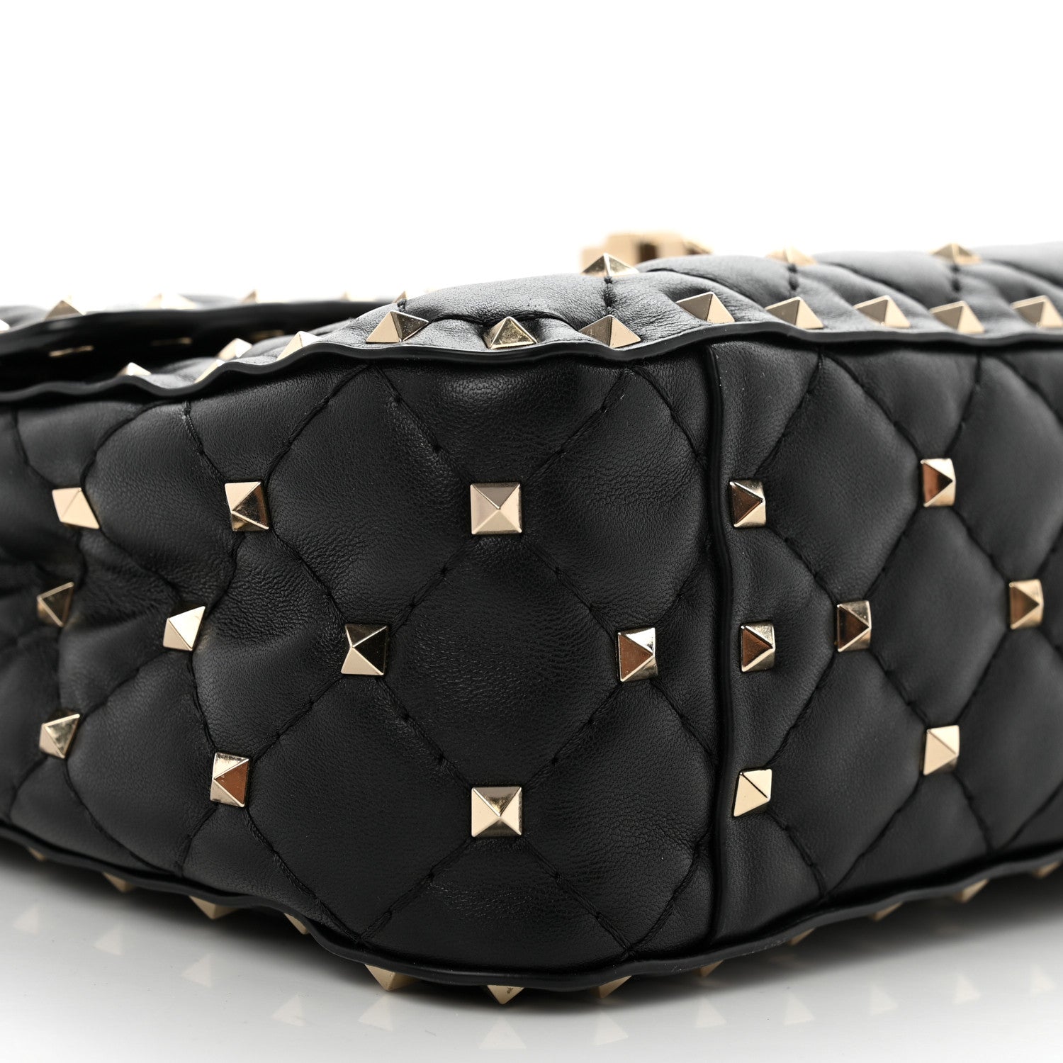 Valentino Garavani Lambskin VLTN Print Medium Rockstud Spike Shoulder Bag Black 9 of 10