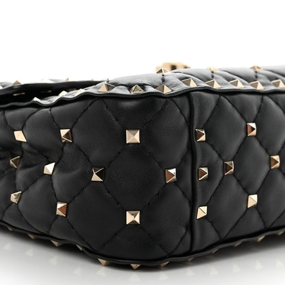Valentino Garavani Lambskin VLTN Print Medium Rockstud Spike Shoulder Bag Black 9 of 10