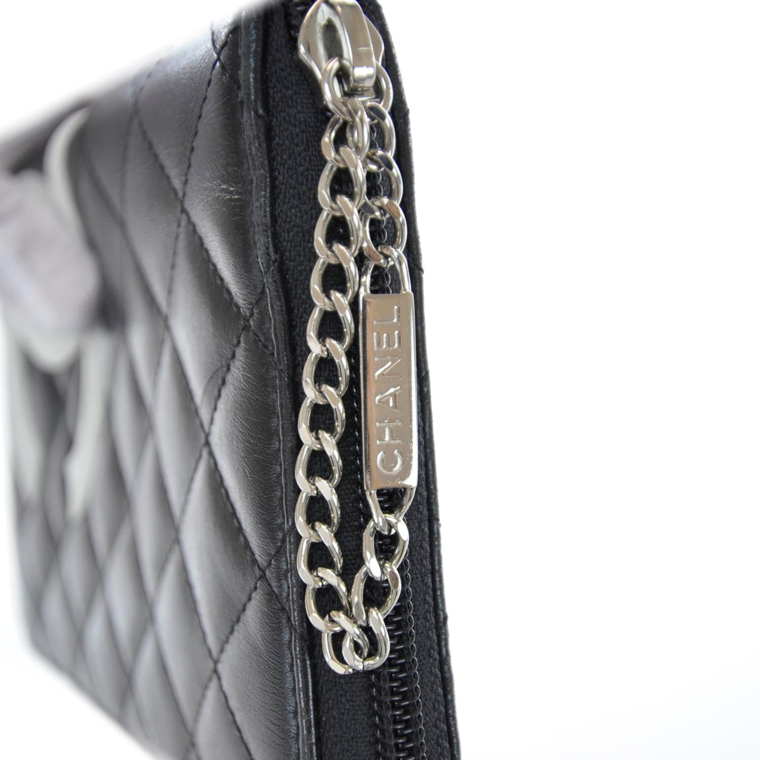 Chanel Calfskin Cambon Zip Around Organizer Wallet Black White 9 of 9