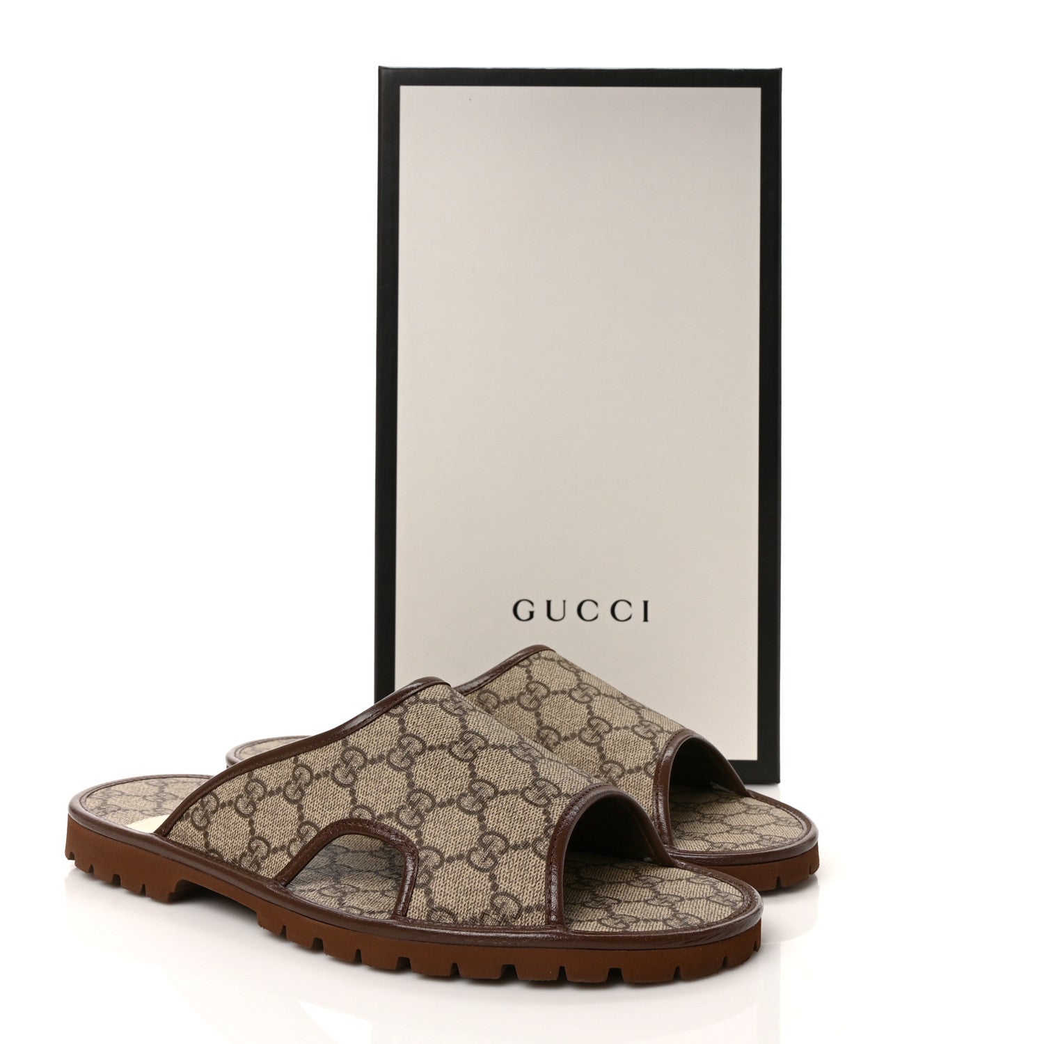 Gucci GG Supreme Monogram Granada Kid Mens Lug Sole Slide Sandals 9 Beige New Acero 8 of 8