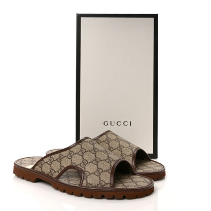 Gucci GG Supreme Monogram Granada Kid Mens Lug Sole Slide Sandals 9 Beige New Acero 8 of 8