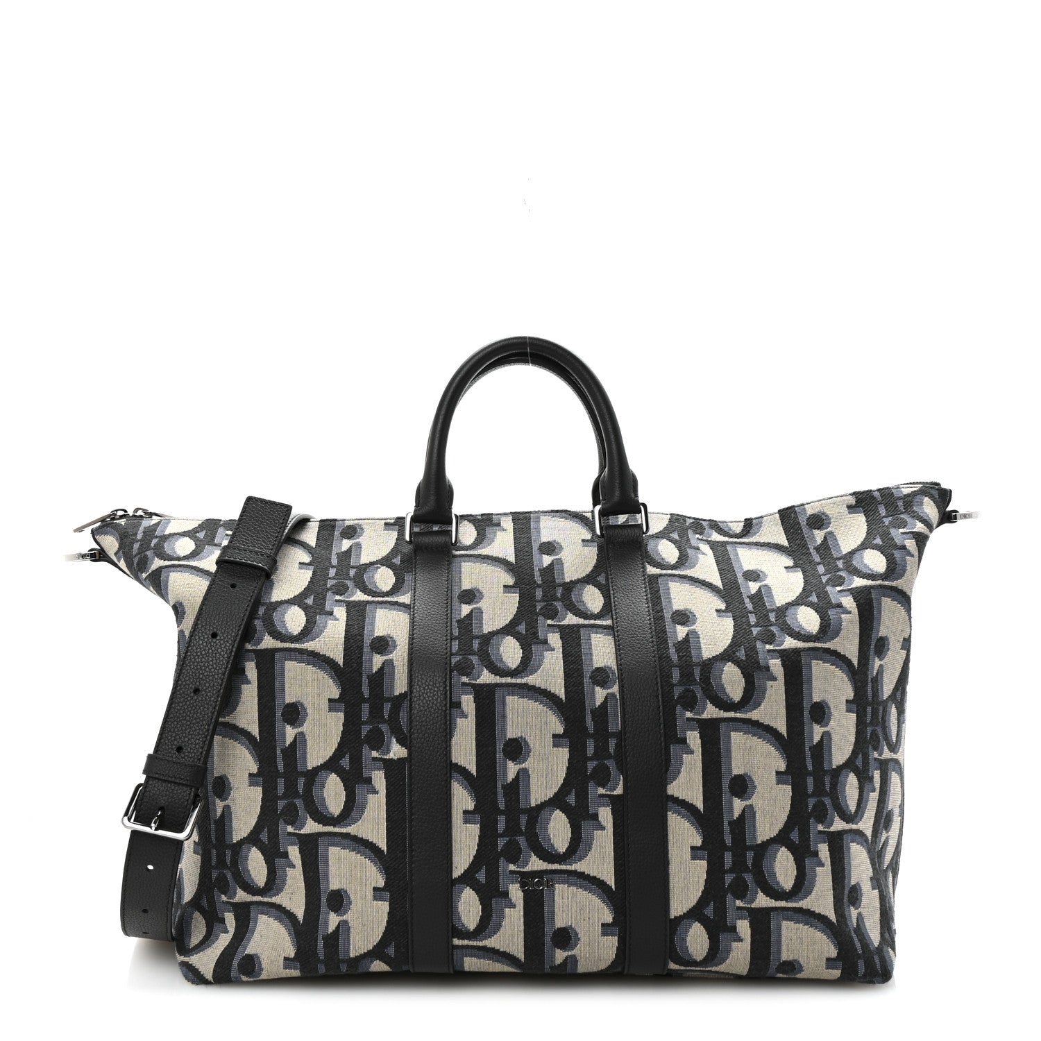 Christian Dior Maxi Oblique Jacquard Weekender 40 Beige Black
