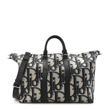 Christian Dior Maxi Oblique Jacquard Weekender 40 Beige Black 1 of 9