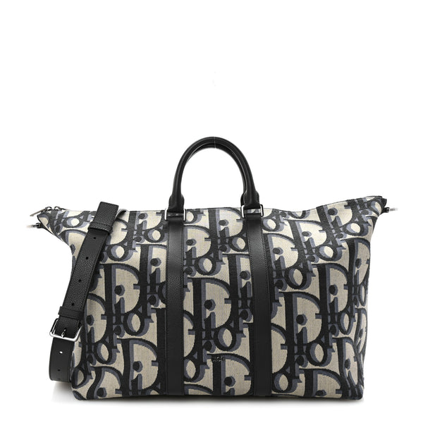 Christian Dior Maxi Oblique Jacquard Weekender 40 Beige Black