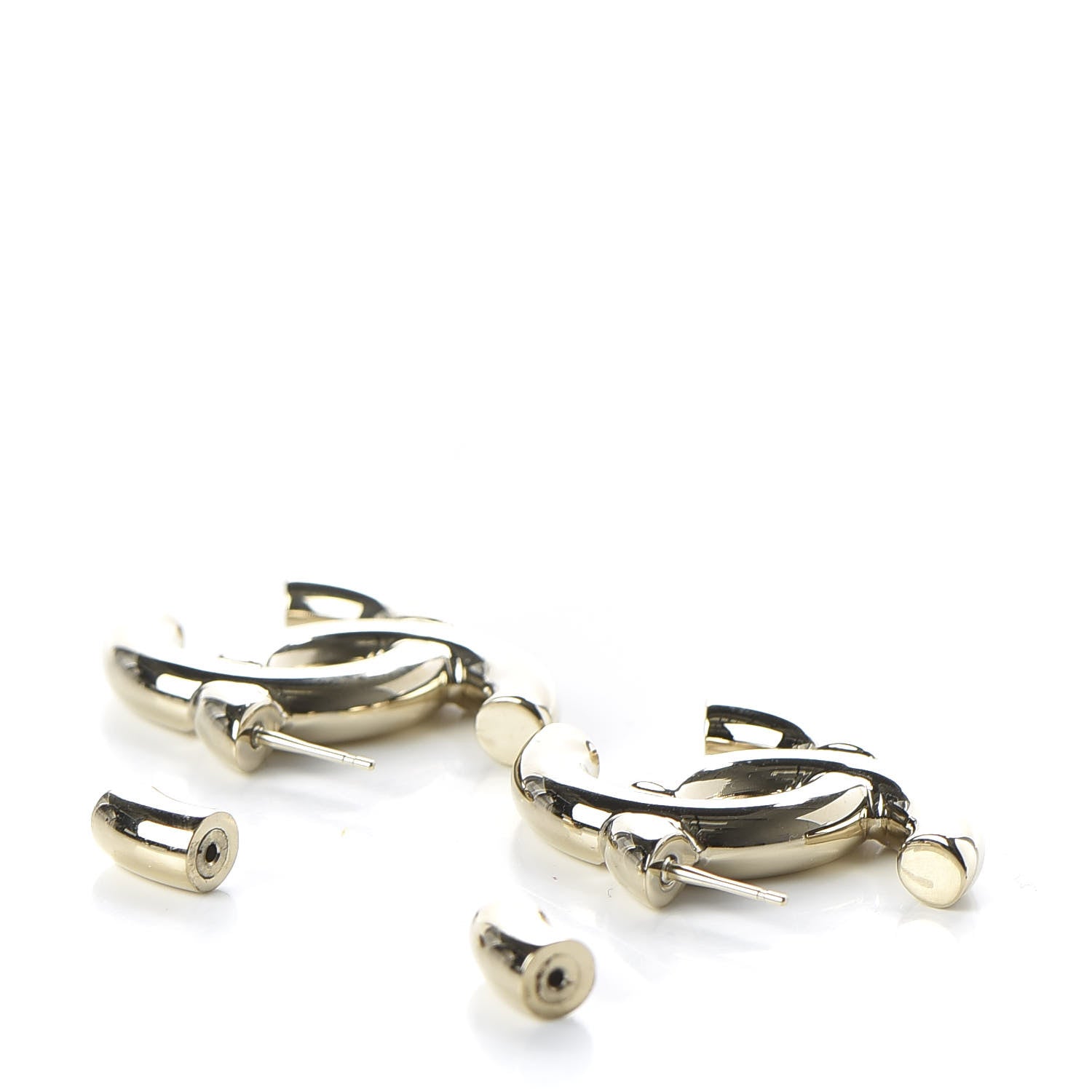 Chanel Metal Large CC Earrings Light Gold 3 of 5