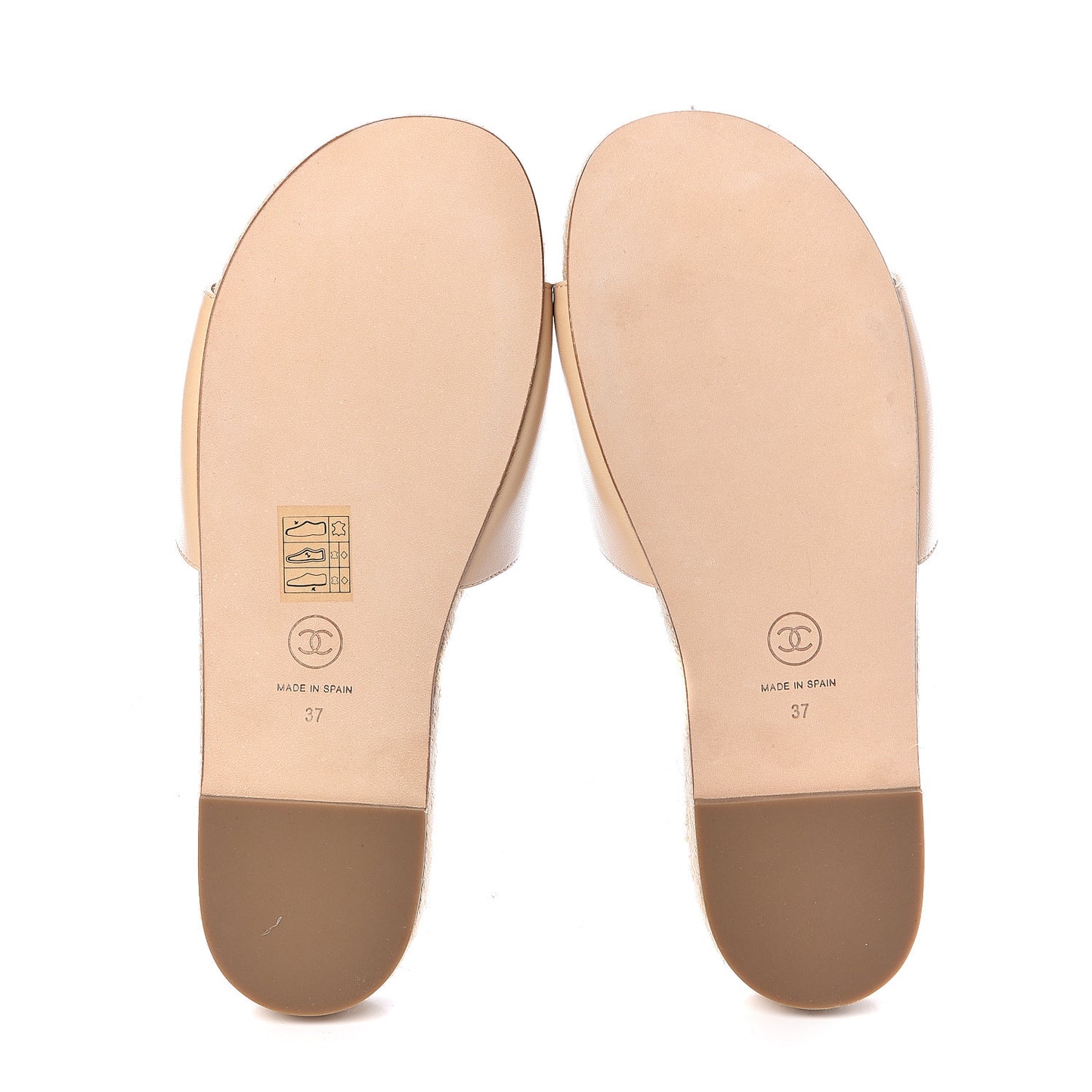 Lambskin Pearl CC Espadrille Slip On Sandals 37 Beige