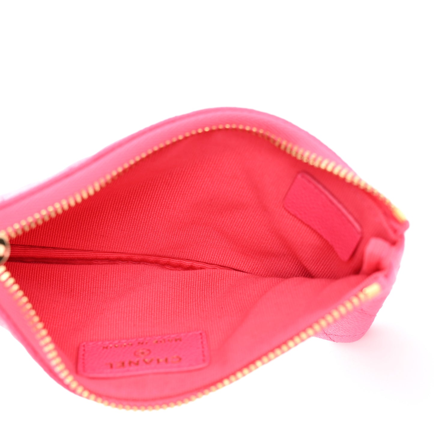 Caviar Quilted Small Cosmetic Case Fuchsia