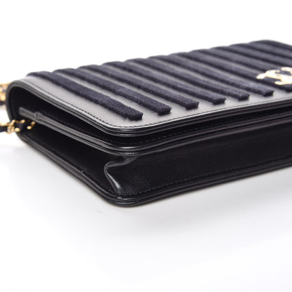 Chanel Iridescent Calfskin Velvet Stripe Wallet On Chain WOC Purple 9 of 12