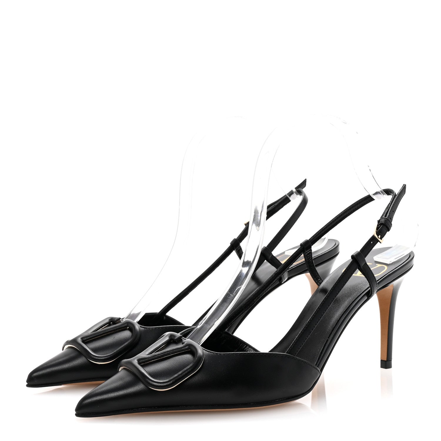 Valentino Garavani Calfskin Tonal Vlogo Slingback 80mm Pumps 37.5 Black 4 of 10