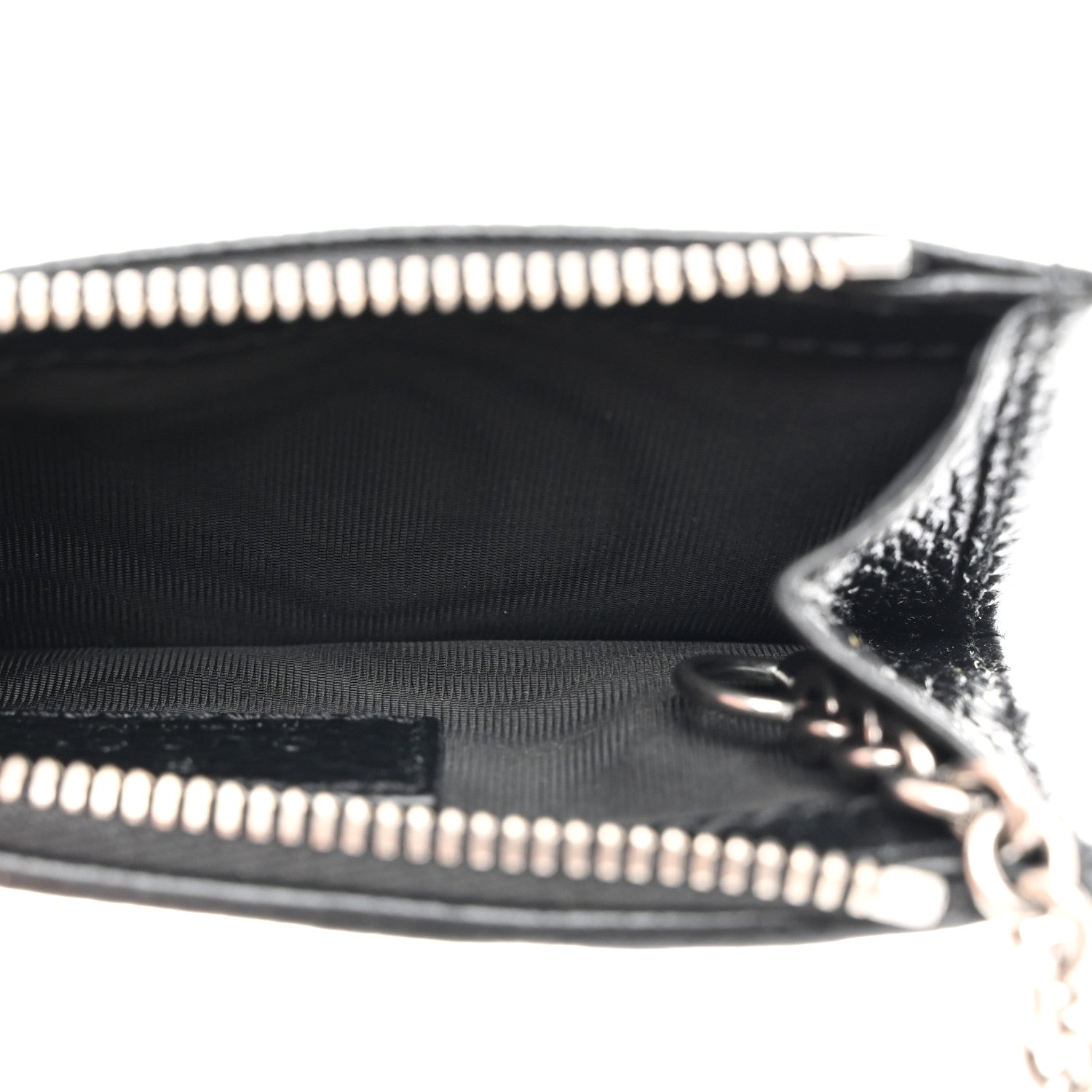 Gucci Dollar Calfskin Enamel Monochrome GG Marmont Key Case Card Holder Black 5 of 8