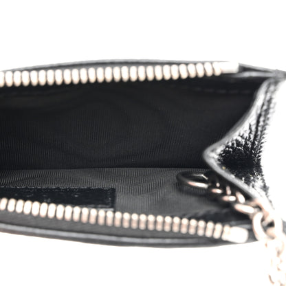 Gucci Dollar Calfskin Enamel Monochrome GG Marmont Key Case Card Holder Black 5 of 8