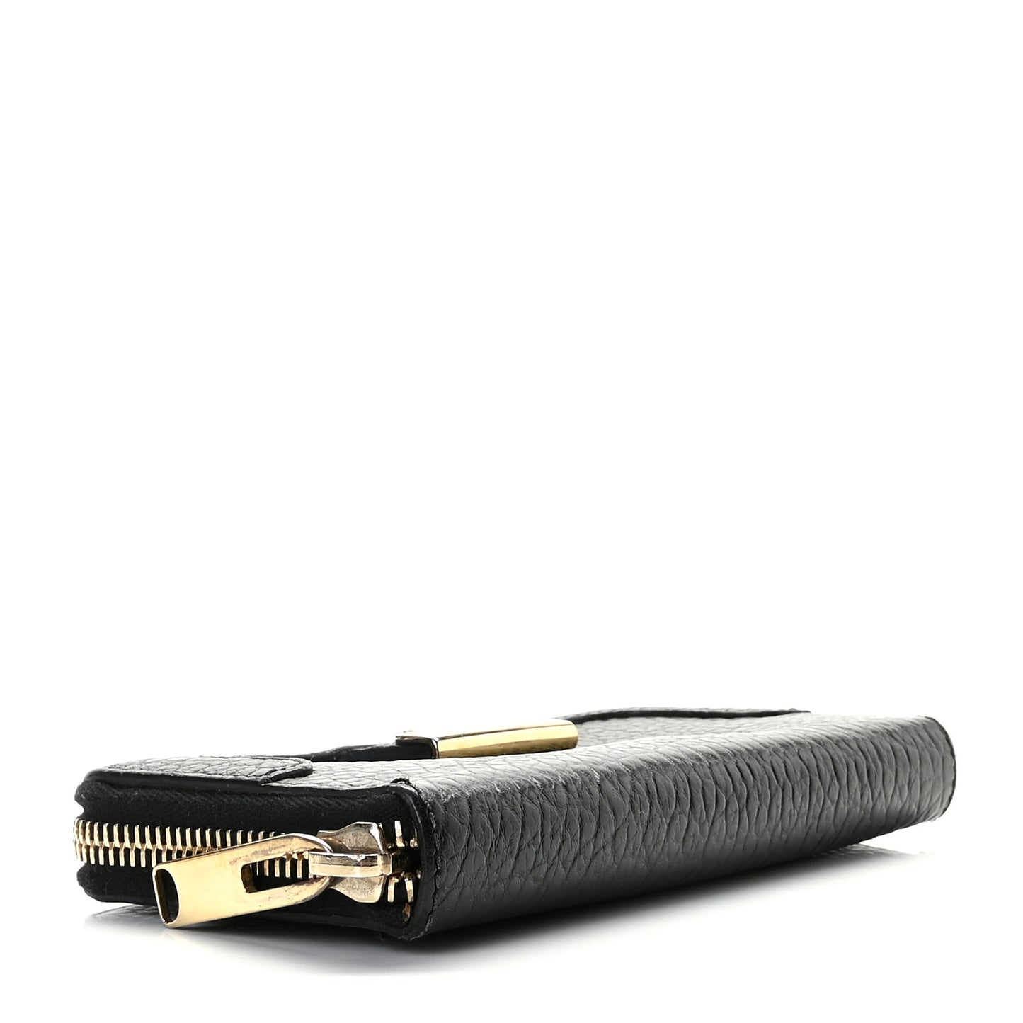 Grainy Calfskin Zip Around Wallet Black